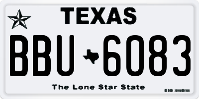 TX license plate BBU6083