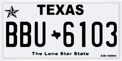 TX license plate BBU6103