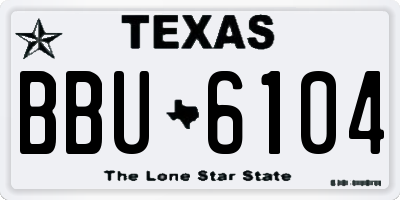 TX license plate BBU6104