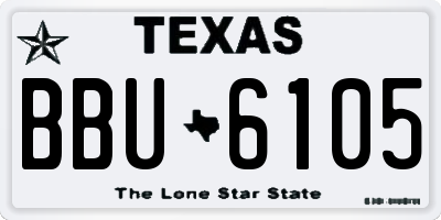 TX license plate BBU6105