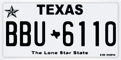 TX license plate BBU6110