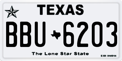 TX license plate BBU6203