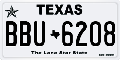 TX license plate BBU6208