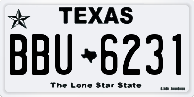 TX license plate BBU6231