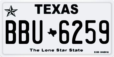 TX license plate BBU6259
