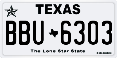 TX license plate BBU6303