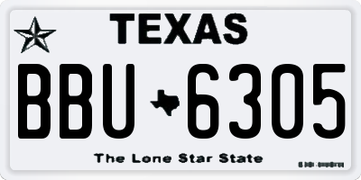 TX license plate BBU6305
