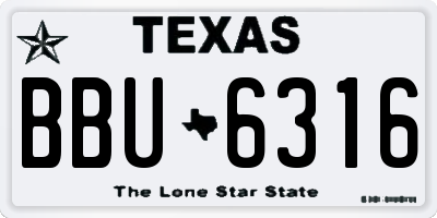 TX license plate BBU6316