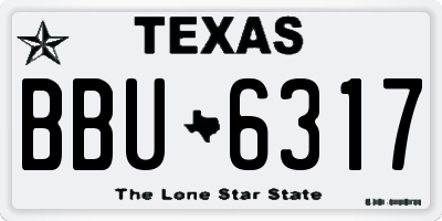 TX license plate BBU6317