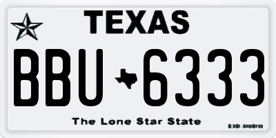 TX license plate BBU6333