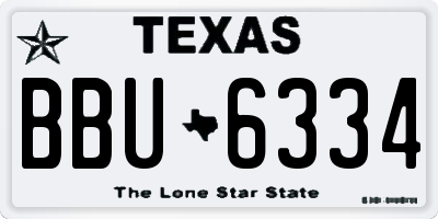 TX license plate BBU6334