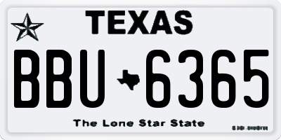 TX license plate BBU6365