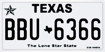 TX license plate BBU6366
