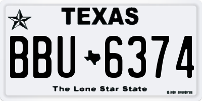 TX license plate BBU6374