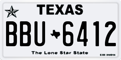 TX license plate BBU6412