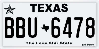 TX license plate BBU6478