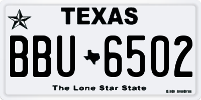 TX license plate BBU6502