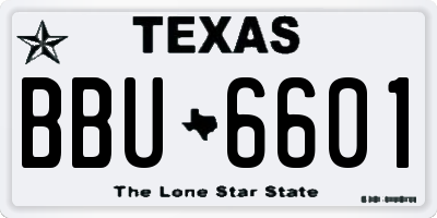 TX license plate BBU6601