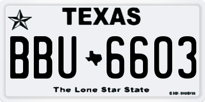 TX license plate BBU6603