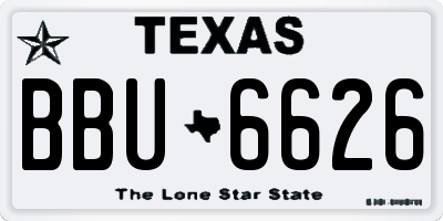 TX license plate BBU6626