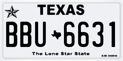 TX license plate BBU6631