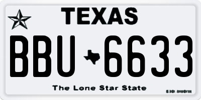 TX license plate BBU6633