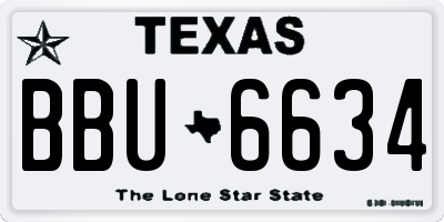 TX license plate BBU6634