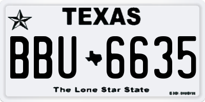 TX license plate BBU6635