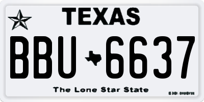 TX license plate BBU6637