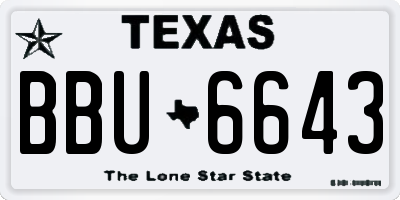 TX license plate BBU6643