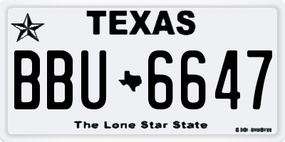 TX license plate BBU6647