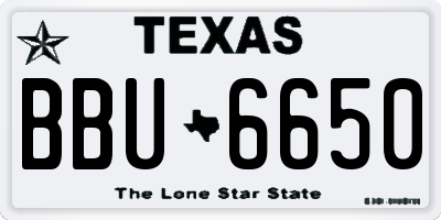 TX license plate BBU6650