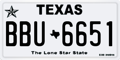 TX license plate BBU6651