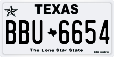 TX license plate BBU6654