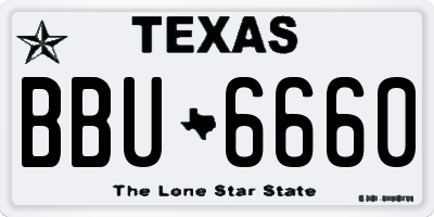 TX license plate BBU6660