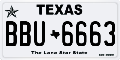 TX license plate BBU6663