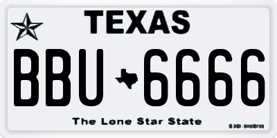 TX license plate BBU6666