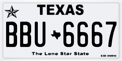 TX license plate BBU6667