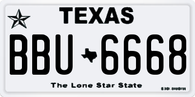 TX license plate BBU6668