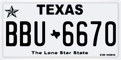 TX license plate BBU6670