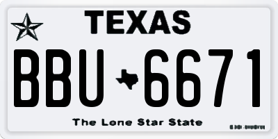 TX license plate BBU6671