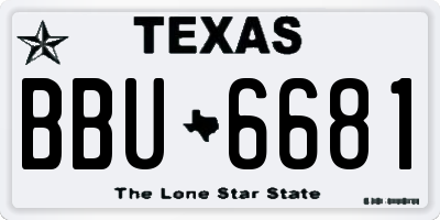 TX license plate BBU6681