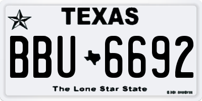 TX license plate BBU6692