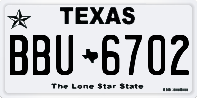 TX license plate BBU6702