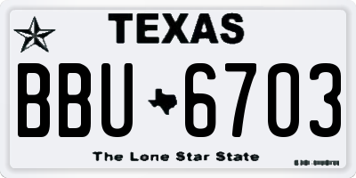 TX license plate BBU6703