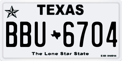 TX license plate BBU6704