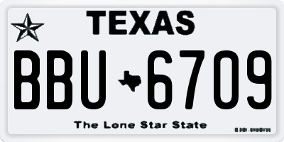 TX license plate BBU6709