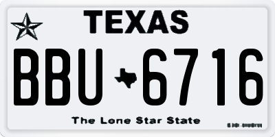 TX license plate BBU6716