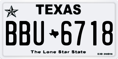 TX license plate BBU6718