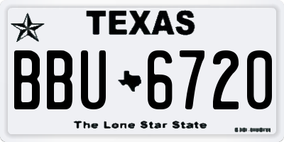 TX license plate BBU6720